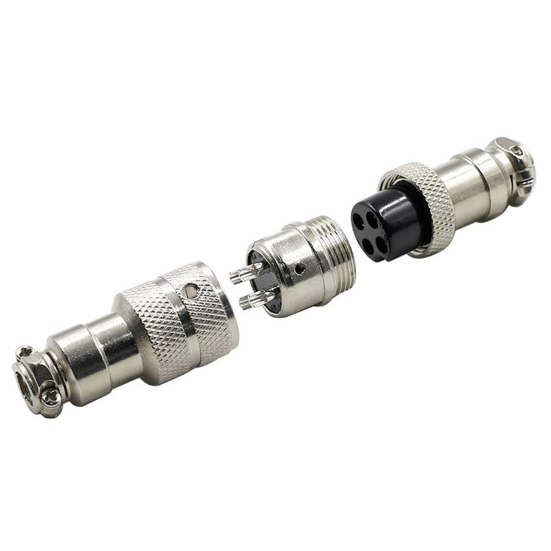 Hxchen 4Pin 16mm Waterproof Female/Male Wire Panel Power Chassis Metal Fittings Aviation Connector GX16-4P - (2 Sets) - Image 4